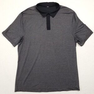 Lululemon Precision Polo Shirt Mens Large Grey Black Short Sleeve Golf Two-Tone